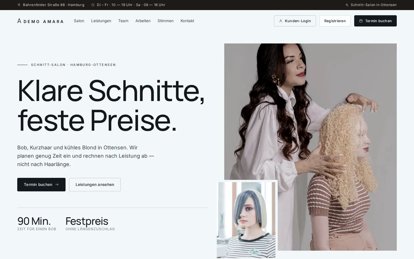 Website von Demo Amara im Design Amara
