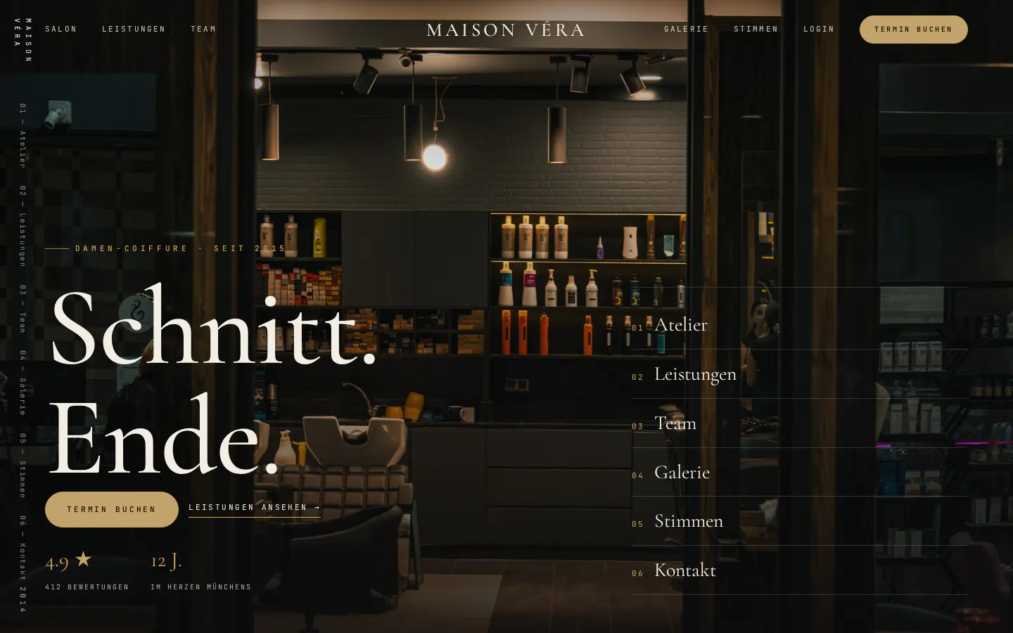 Salon-Website im Design Atelier d’Or
