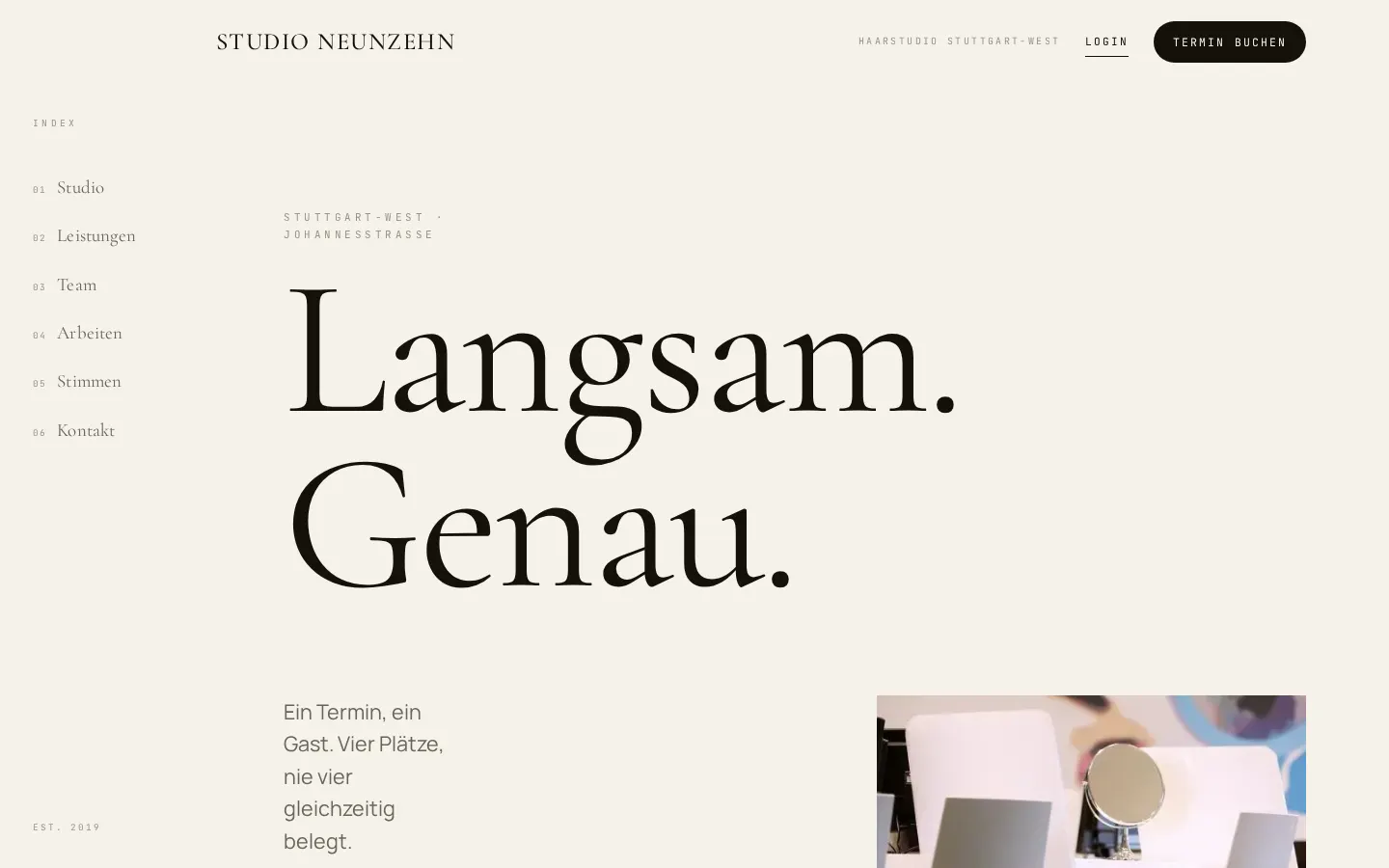 Website von Demo Minimalism im Design Kobalt Index