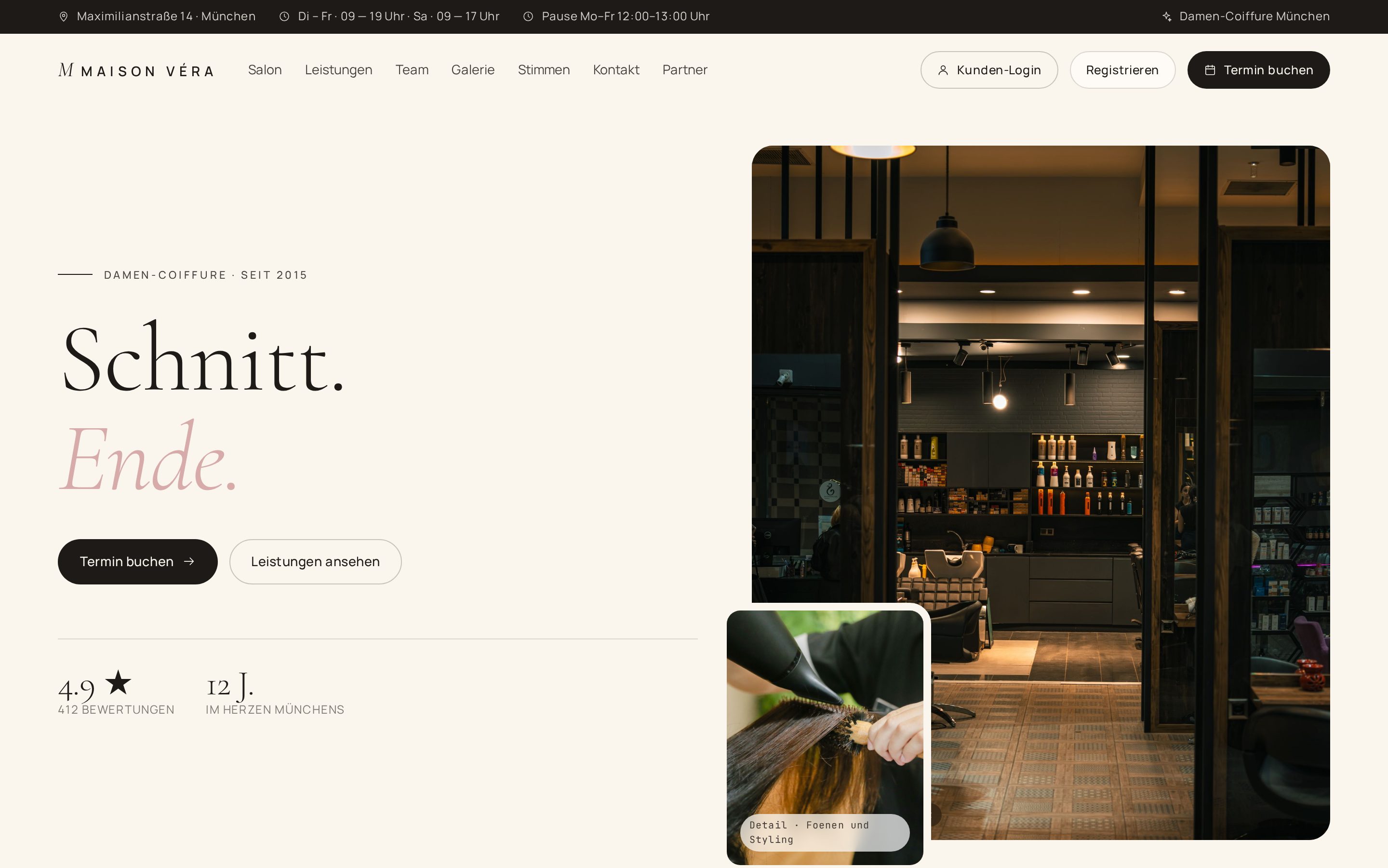 Beispiel einer mit cozii erstellten Salon-Website