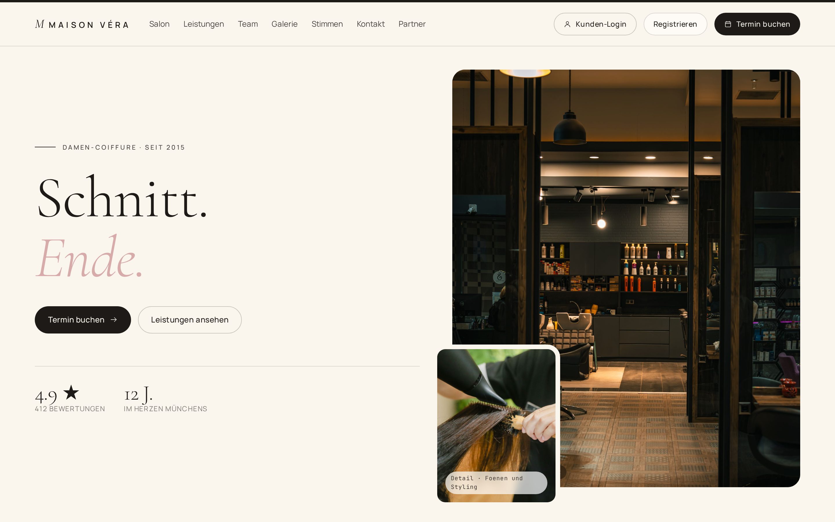Leistungen und Preise auf einer cozii Salon-Website